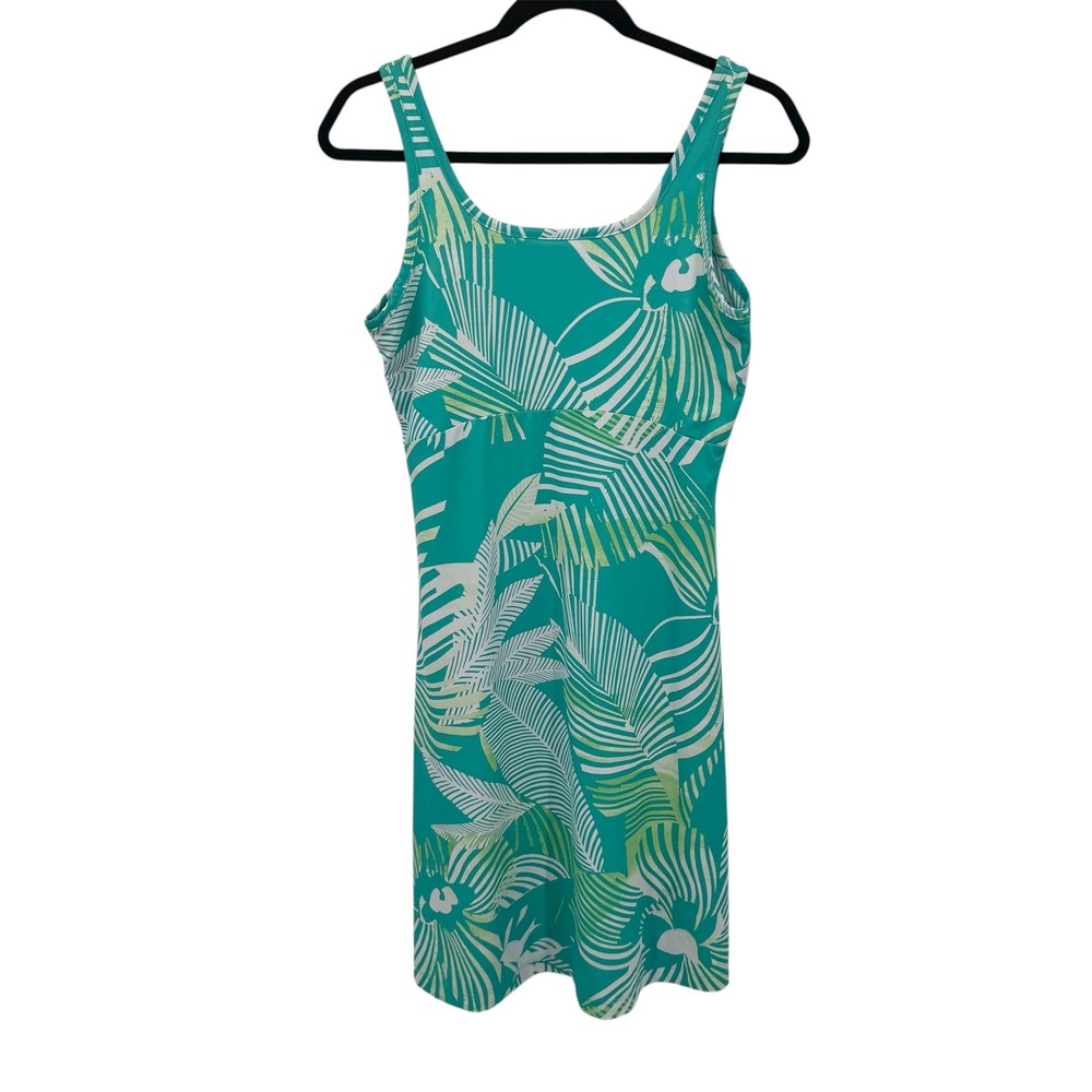 Columbia Women's M Green Tropical Leaf‎ Print PFG Sleeveless Dress Beach Summer